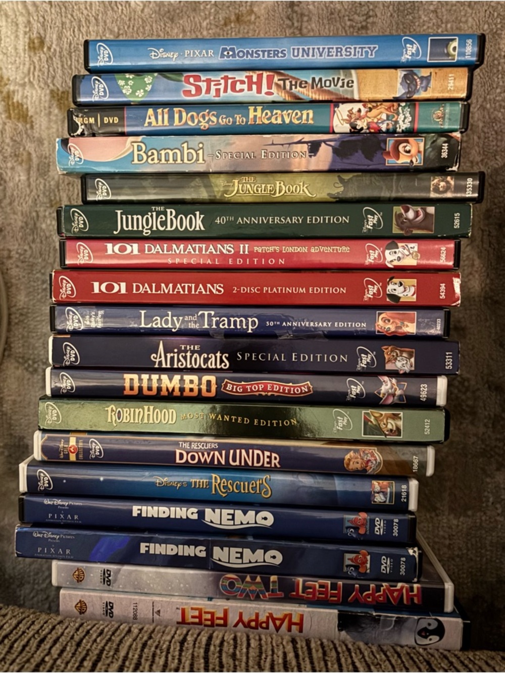 Lot of 18 Disney DVD Movies. From Bambi, to Finding Nemo, to Lady & the Tramp.